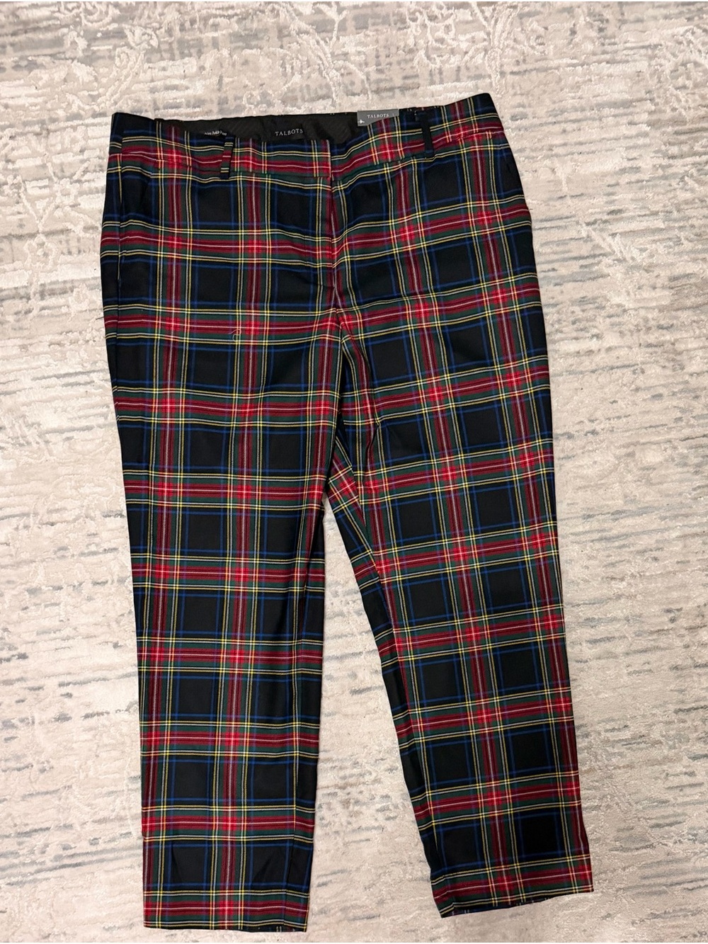Talbots Black Plaid Men's Dress Pants with Red & Green Tartan